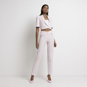 River Island Womens Pink Gingham Blazer is Size UK16 or US 12
